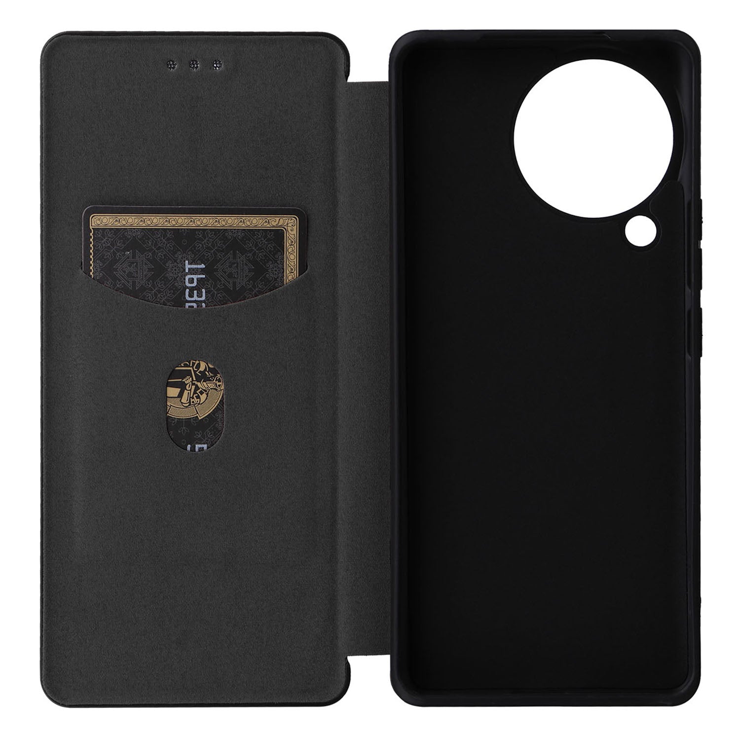Uniqkart for Xiaomi Civi 3 5G Anti-Scratch Leather Phone Stand Case Carbon Fiber Texture Cover with Card Holder - Black