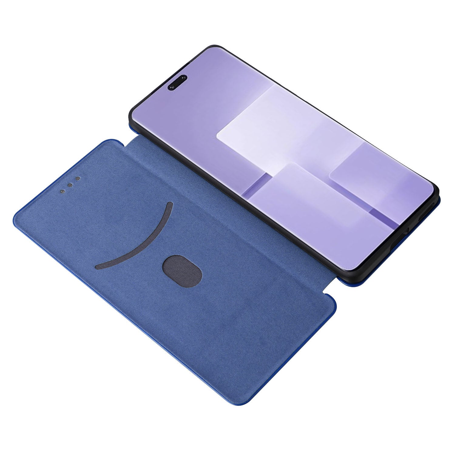 Uniqkart for Xiaomi Civi 3 5G Anti-Scratch Leather Phone Stand Case Carbon Fiber Texture Cover with Card Holder - Blue
