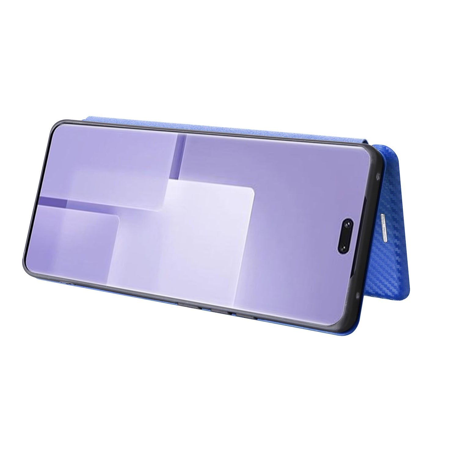 Uniqkart for Xiaomi Civi 3 5G Anti-Scratch Leather Phone Stand Case Carbon Fiber Texture Cover with Card Holder - Blue
