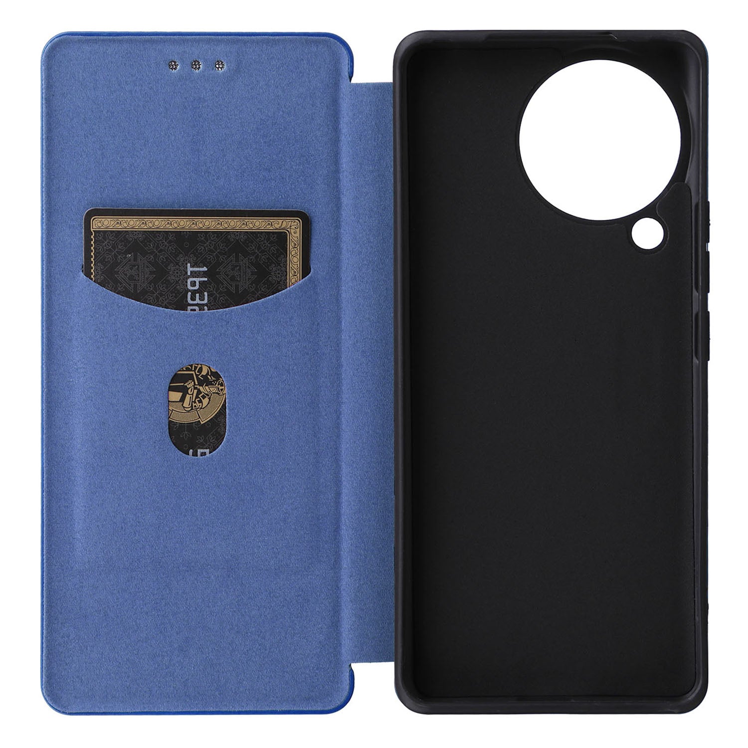Uniqkart for Xiaomi Civi 3 5G Anti-Scratch Leather Phone Stand Case Carbon Fiber Texture Cover with Card Holder - Blue