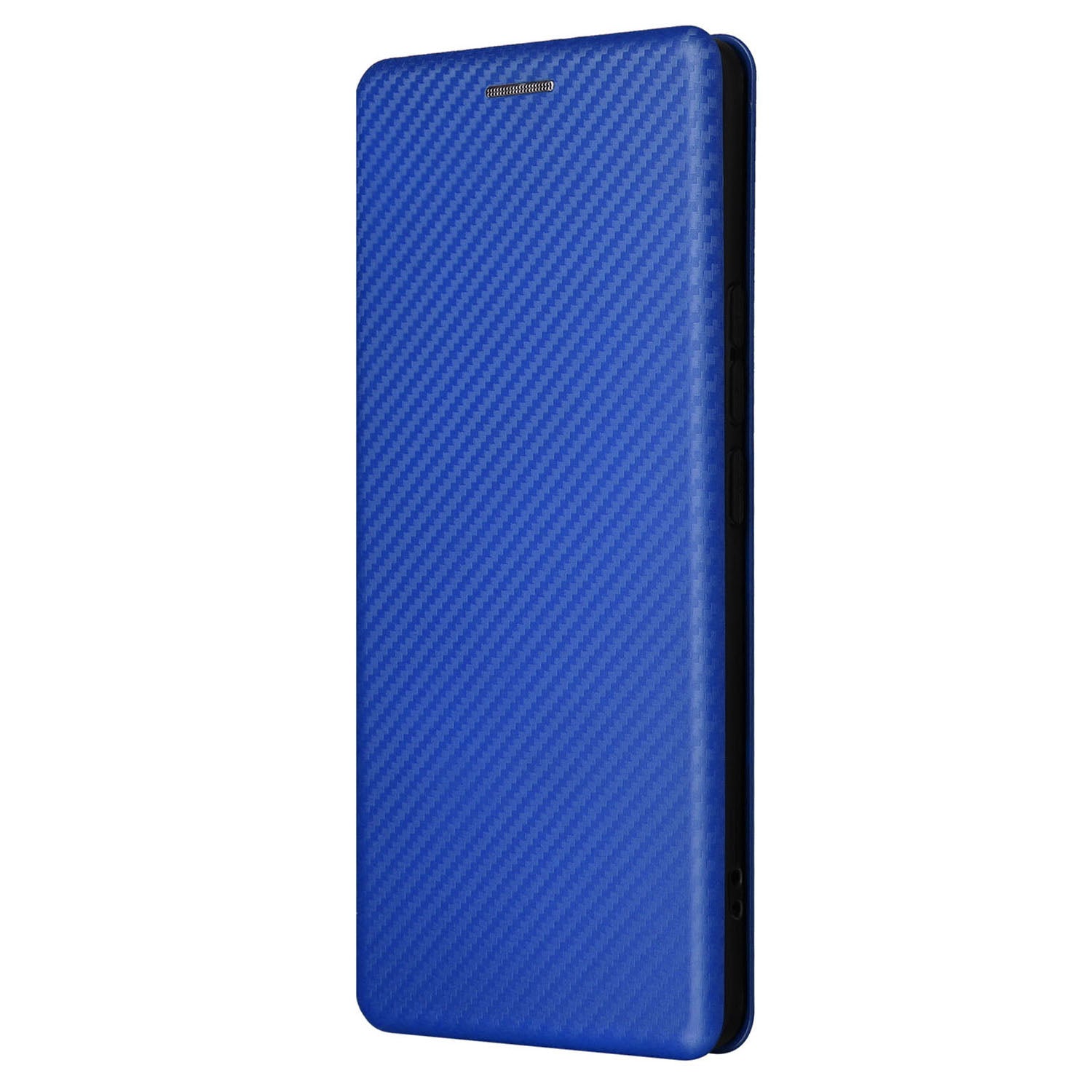 Uniqkart for Xiaomi Civi 3 5G Anti-Scratch Leather Phone Stand Case Carbon Fiber Texture Cover with Card Holder - Blue