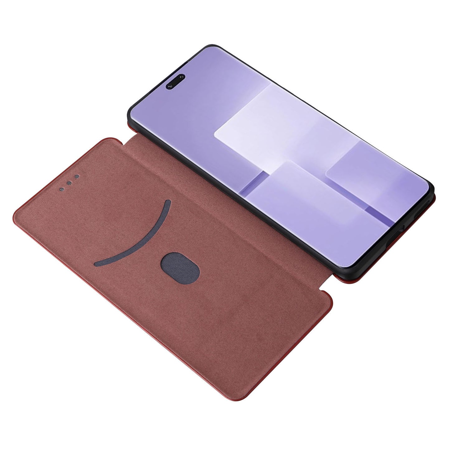 Uniqkart for Xiaomi Civi 3 5G Anti-Scratch Leather Phone Stand Case Carbon Fiber Texture Cover with Card Holder - Brown