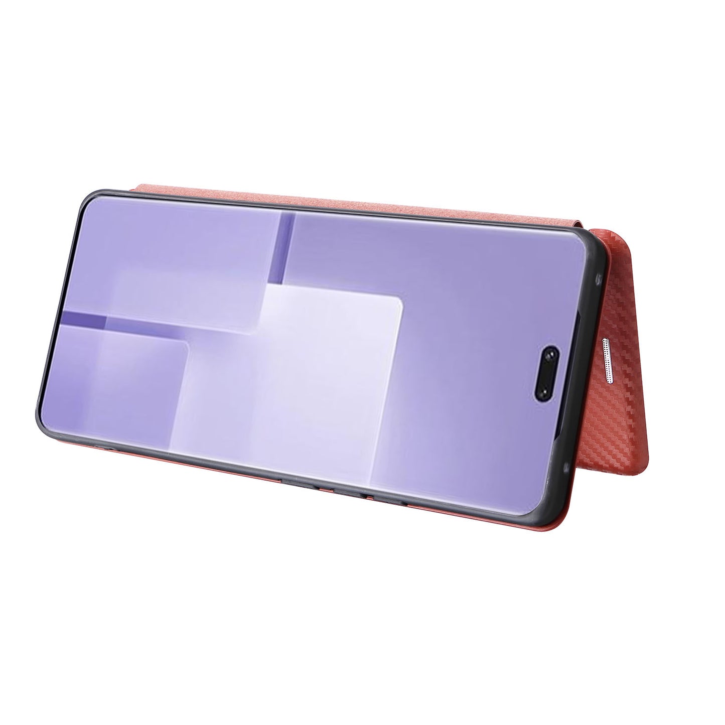 Uniqkart for Xiaomi Civi 3 5G Anti-Scratch Leather Phone Stand Case Carbon Fiber Texture Cover with Card Holder - Brown