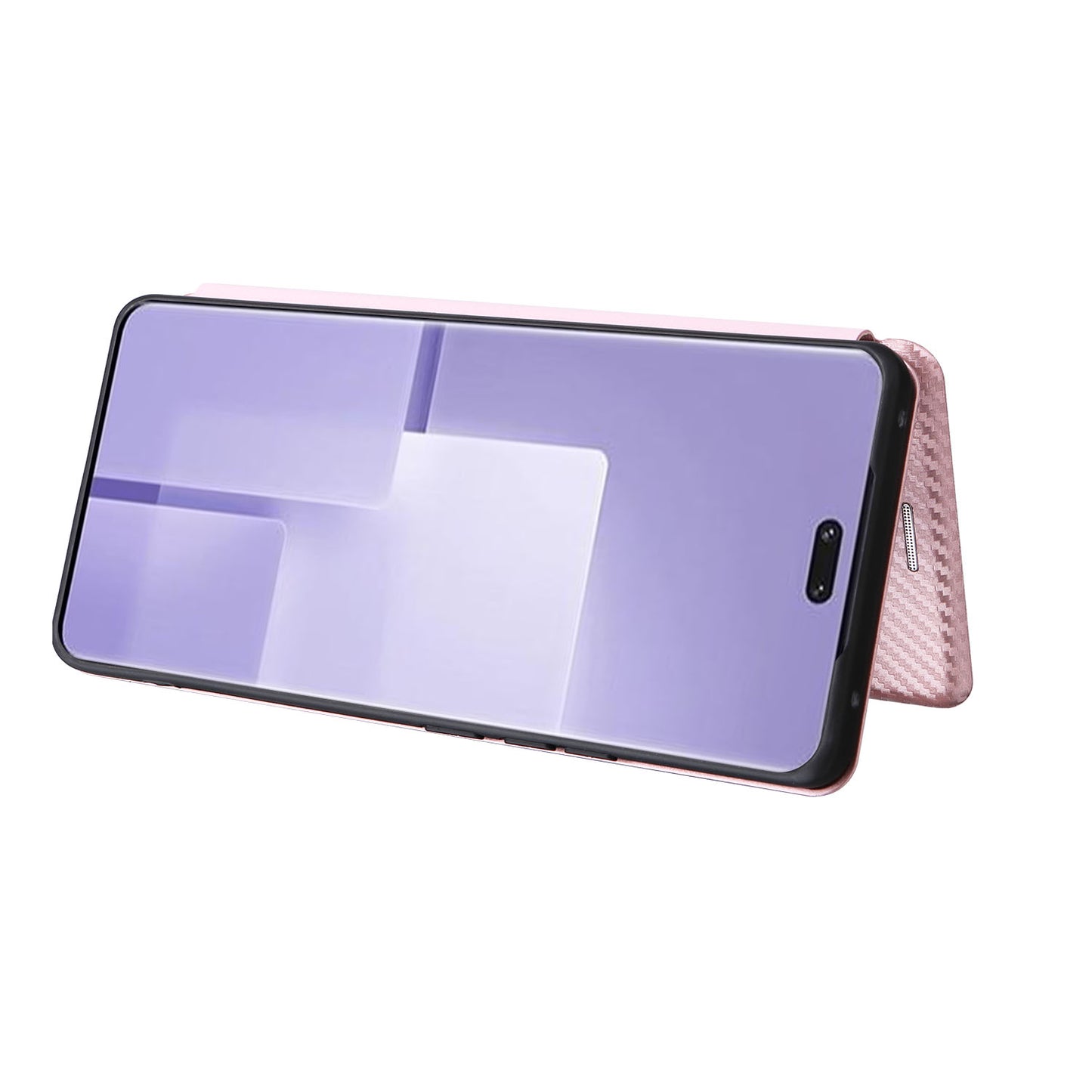 Uniqkart for Xiaomi Civi 3 5G Anti-Scratch Leather Phone Stand Case Carbon Fiber Texture Cover with Card Holder - Rose Gold