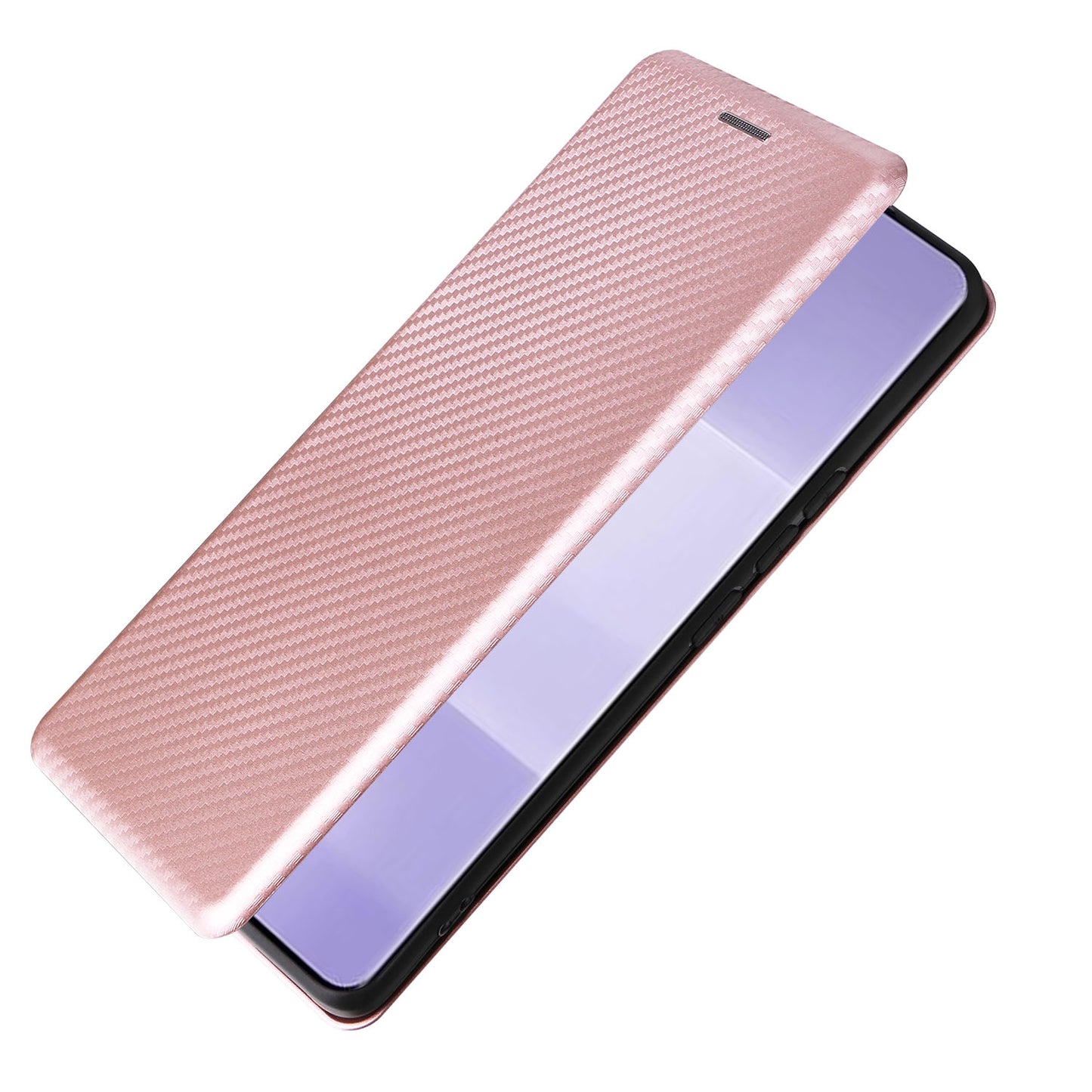 Uniqkart for Xiaomi Civi 3 5G Anti-Scratch Leather Phone Stand Case Carbon Fiber Texture Cover with Card Holder - Rose Gold