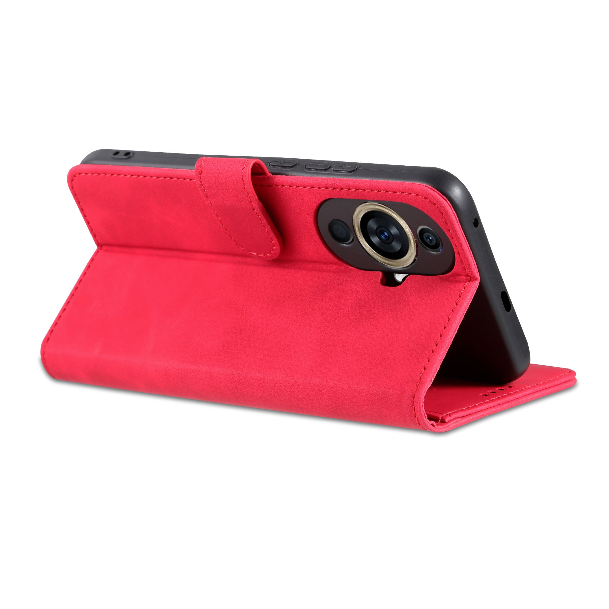 Uniqkart For Huawei nova 11 Cell Phone Cover Stand Wallet PU Leather Phone Case - Red
