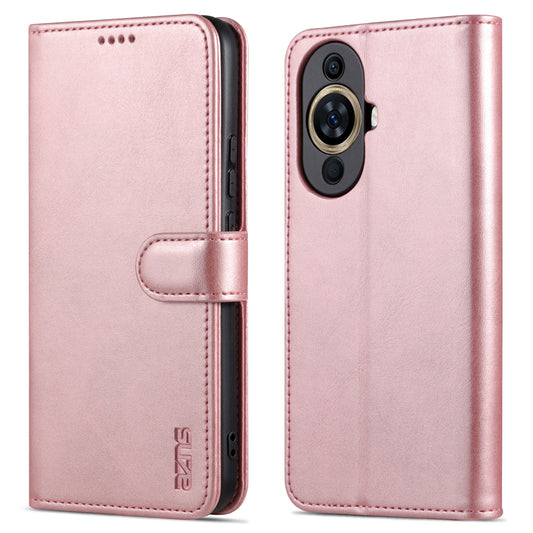 Uniqkart For Huawei nova 11 Cell Phone Cover Stand Wallet PU Leather Phone Case - Rose Gold