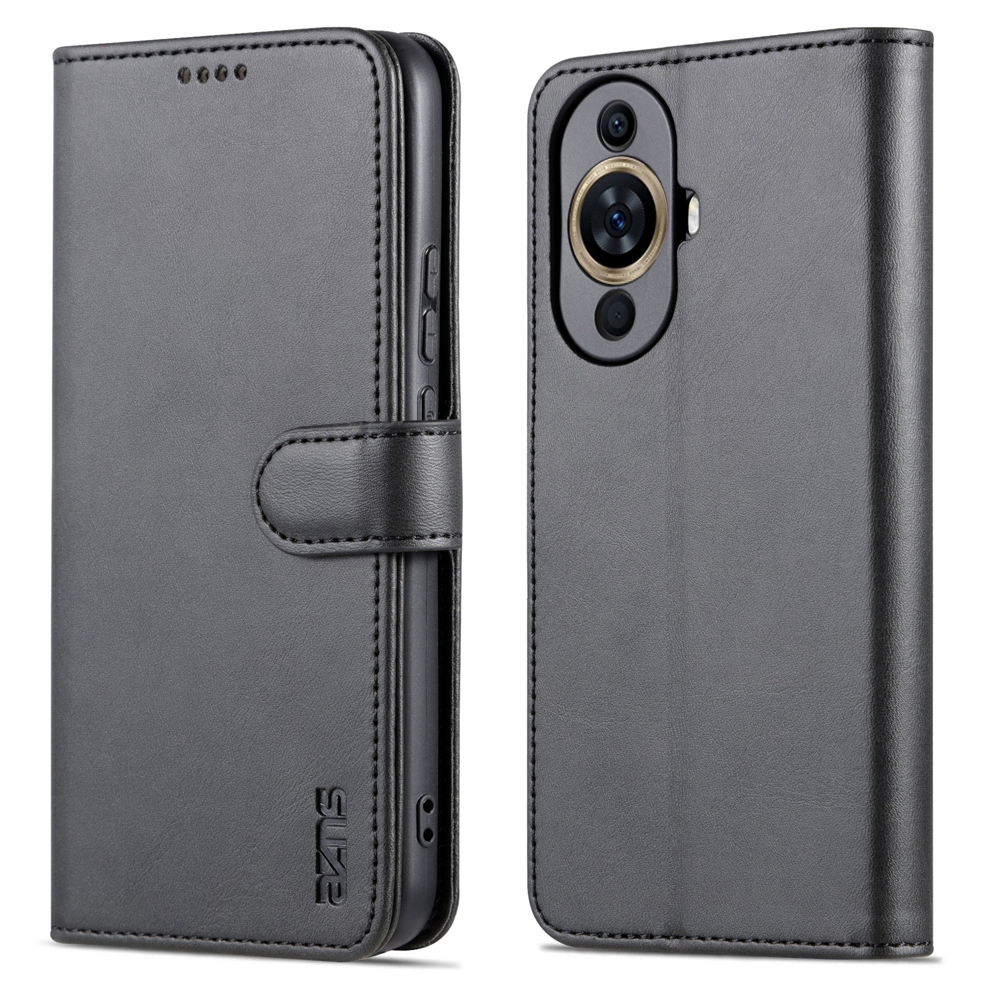 Uniqkart For Huawei nova 11 Cell Phone Cover Stand Wallet PU Leather Phone Case - Black