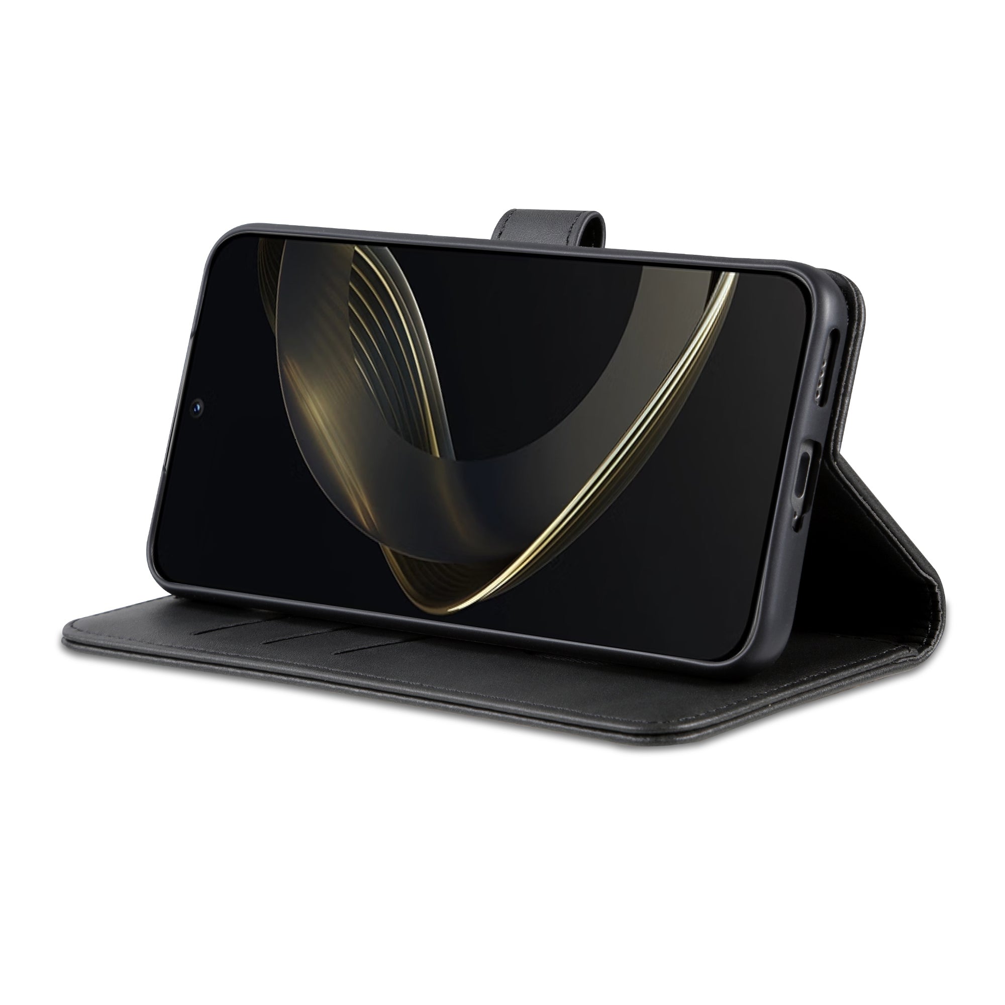 Uniqkart For Huawei nova 11 Cell Phone Cover Stand Wallet PU Leather Phone Case - Black