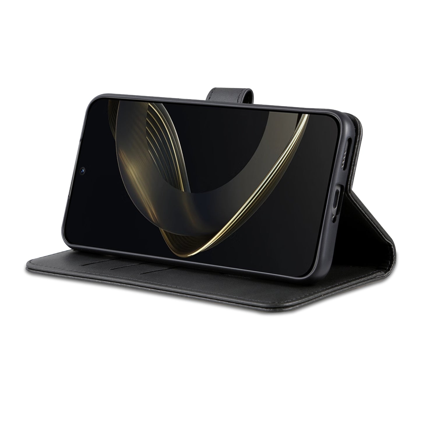 Uniqkart For Huawei nova 11 Cell Phone Cover Stand Wallet PU Leather Phone Case - Black