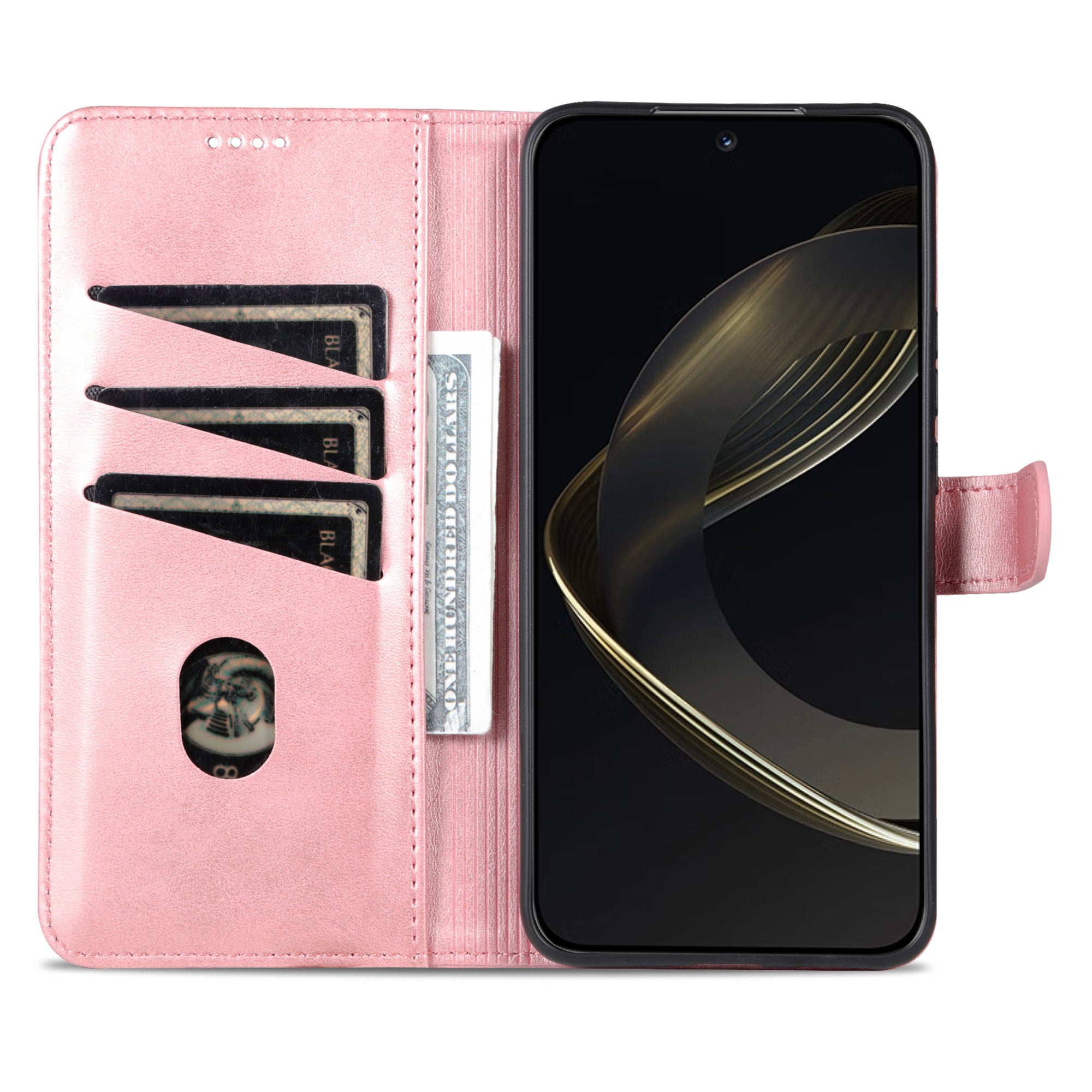 Uniqkart for Huawei nova 11 Ultra / nova 11 Pro Anti-Dust PU Leather Phone Cover Stand Wallet Case - Rose Gold