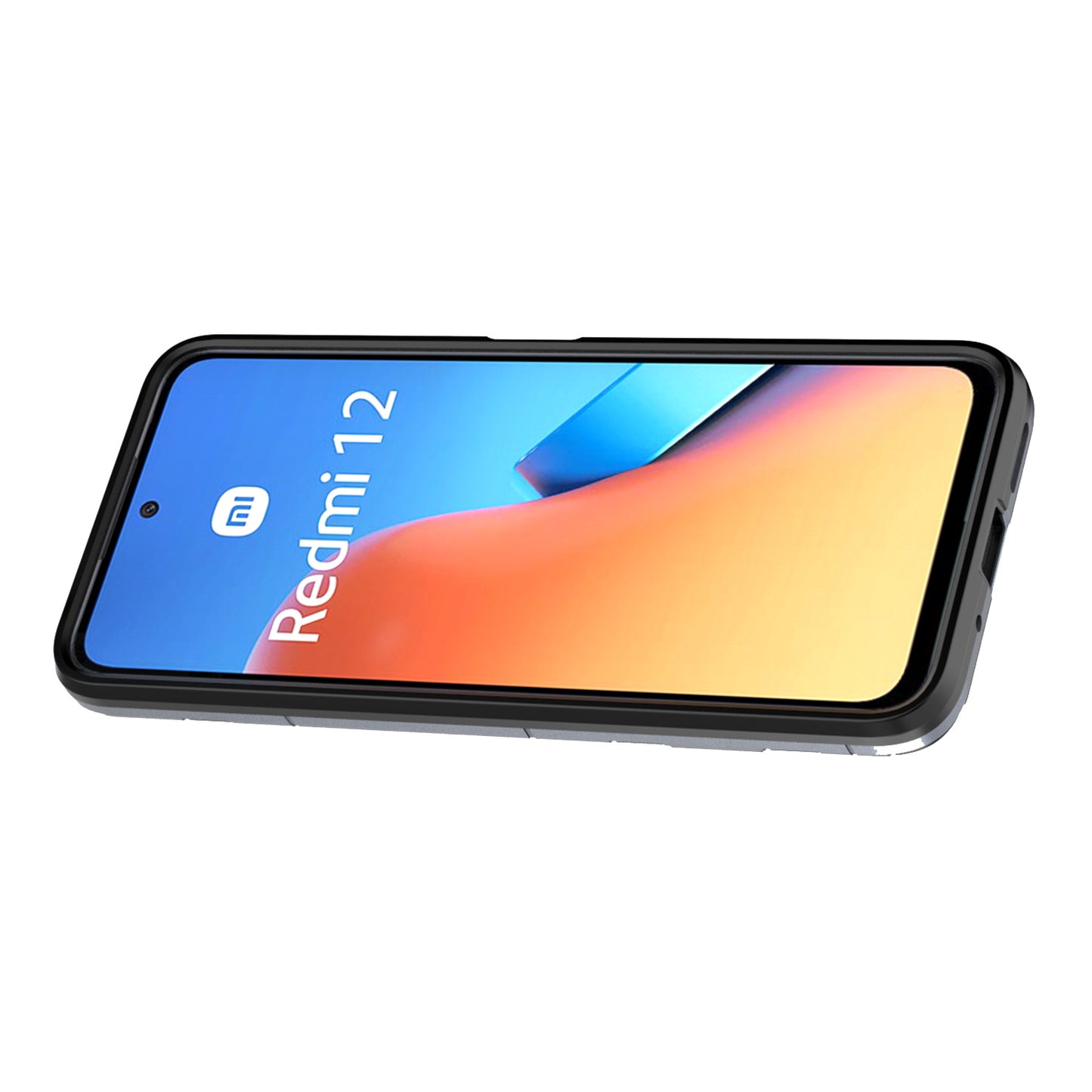 Uniqkart for Xiaomi Redmi 12 4G Drop-Proof Shell Ring Holder Kickstand Protective Cover TPU + PC Phone Case - Blue