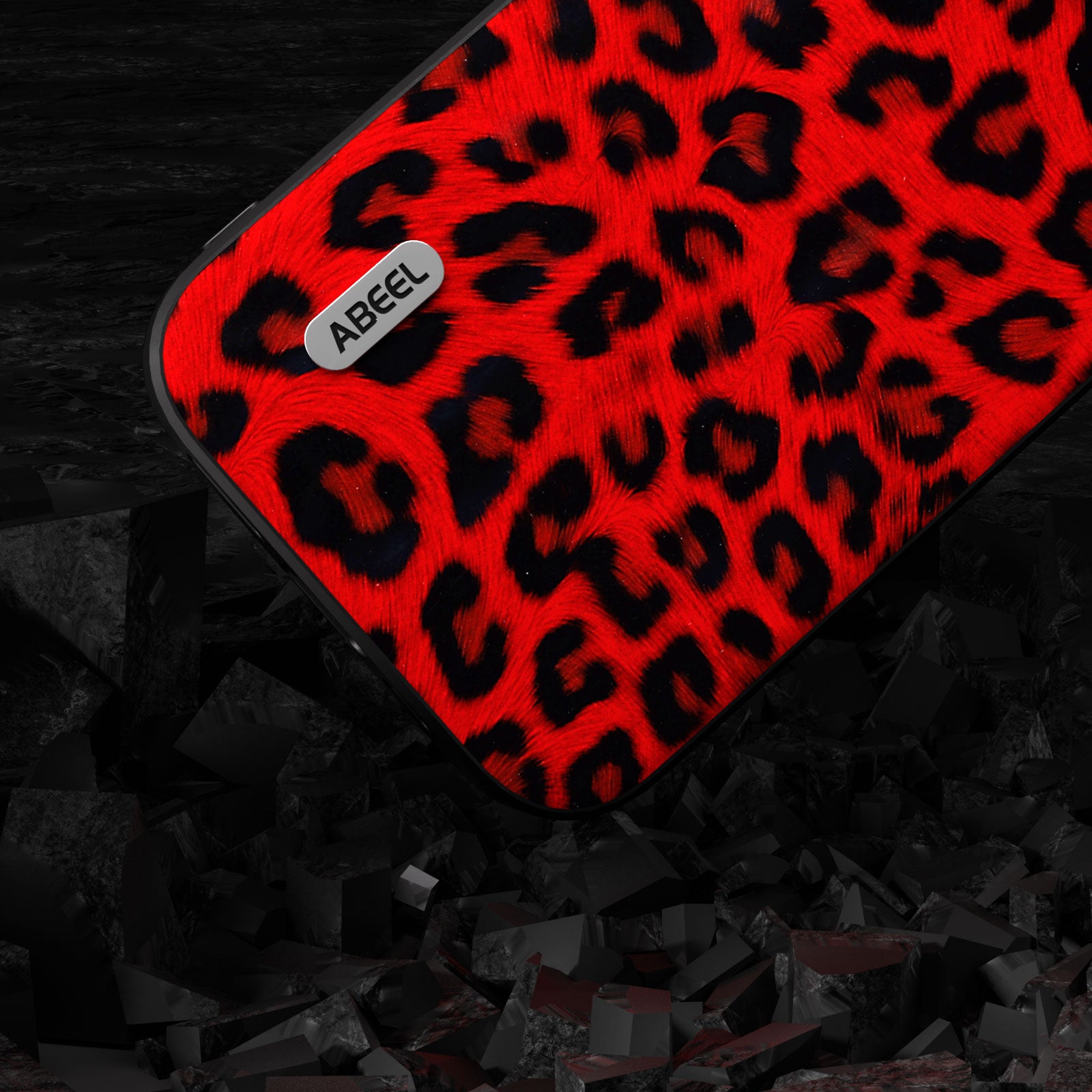 Uniqkart For iPhone 15 Leopard Texture Phone Case PU Leather Coated PC+TPU Anti-drop Cover - Red