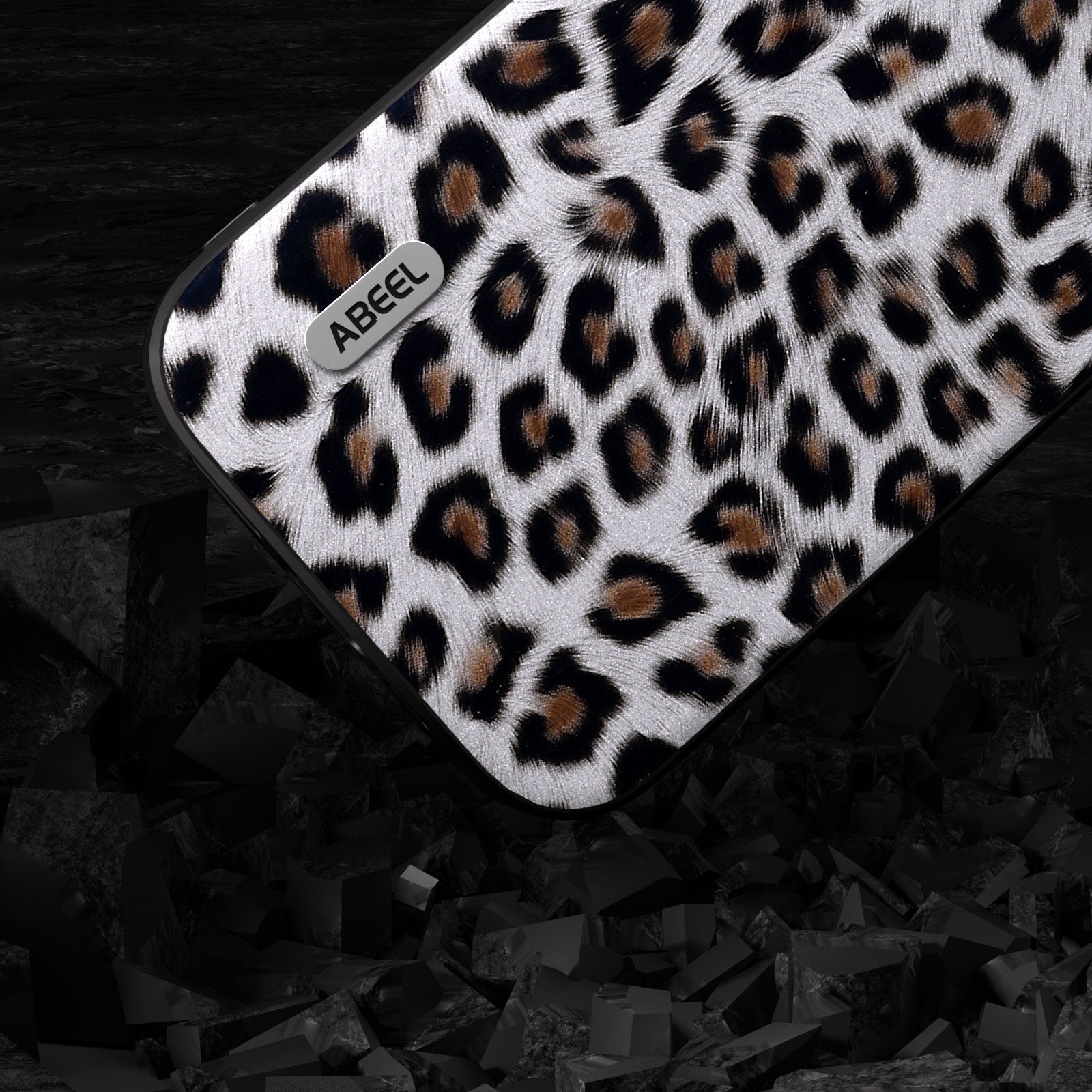 Uniqkart for iPhone 15 Plus Phone Case Leopard Texture PU Leather + TPU + PC Protective Cover - Silver