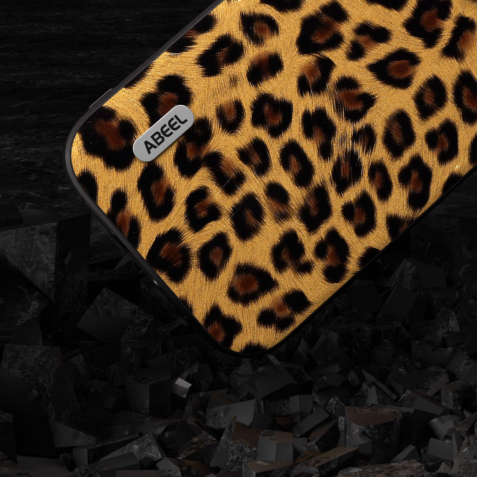 Uniqkart for iPhone 15 Plus Phone Case Leopard Texture PU Leather + TPU + PC Protective Cover - Gold