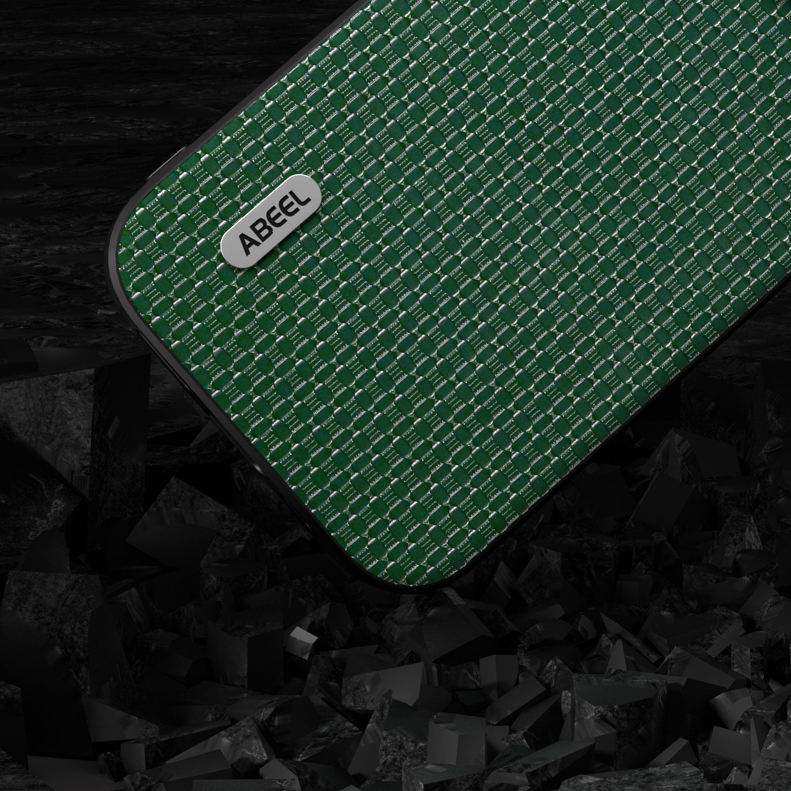 Uniqkart for iPhone 15 Mobile Phone Cover Dustproof Genuine Cow Leather+TPU Phone Case - Green
