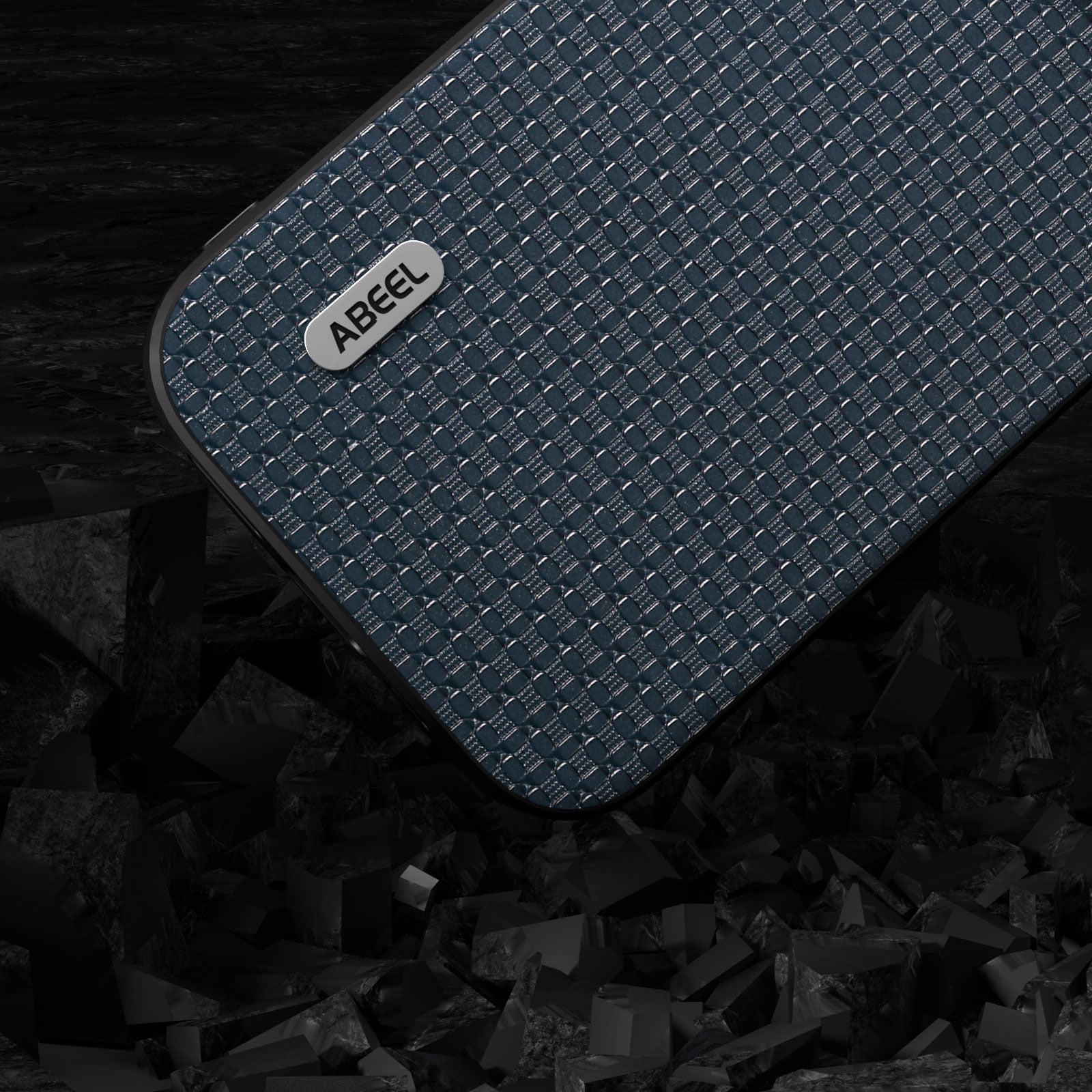 Uniqkart for iPhone 15 Mobile Phone Cover Dustproof Genuine Cow Leather+TPU Phone Case - Blue