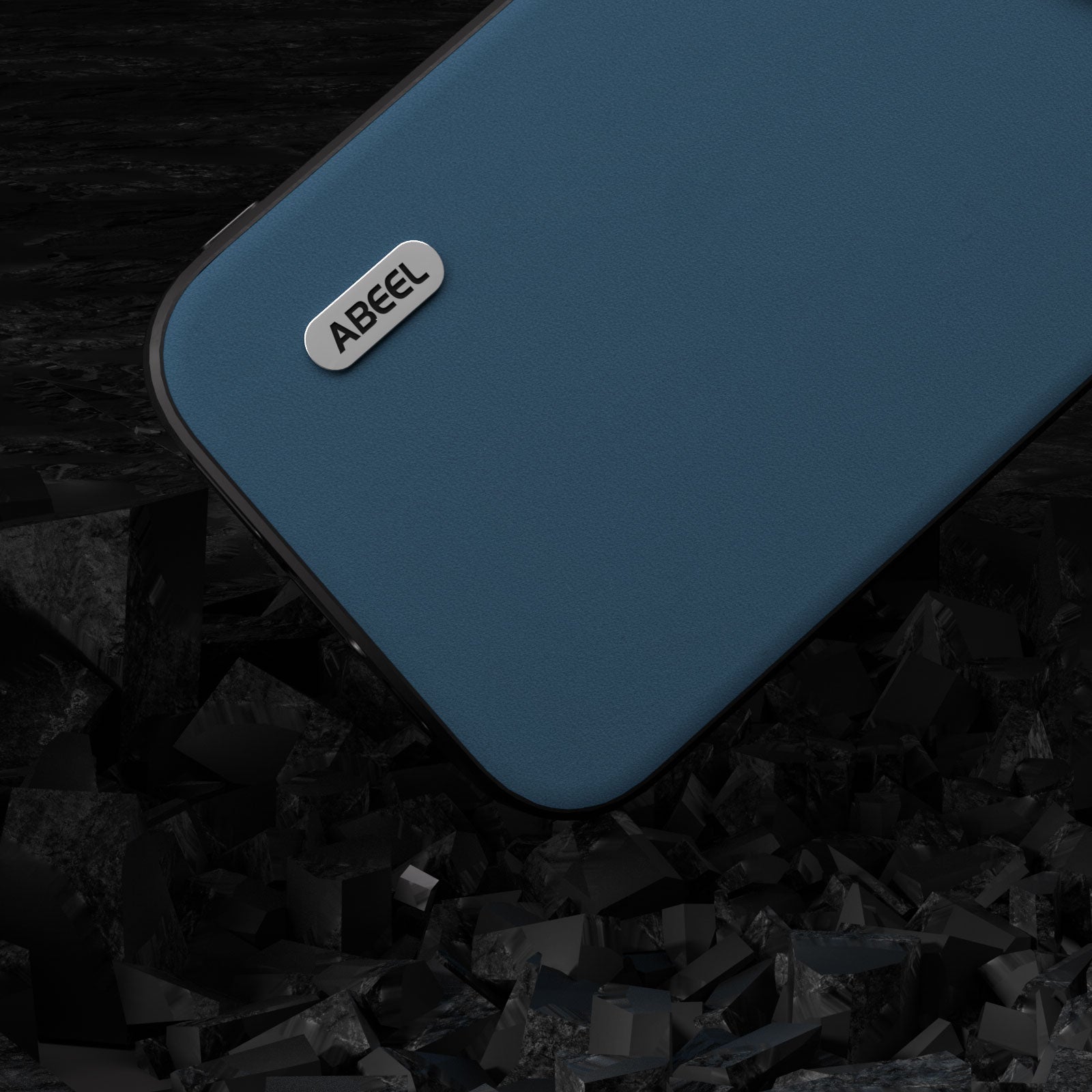 Uniqkart for iPhone 15 Protective Cover Shell Cowhide Leather Coated PC + TPU Phone Case - Blue