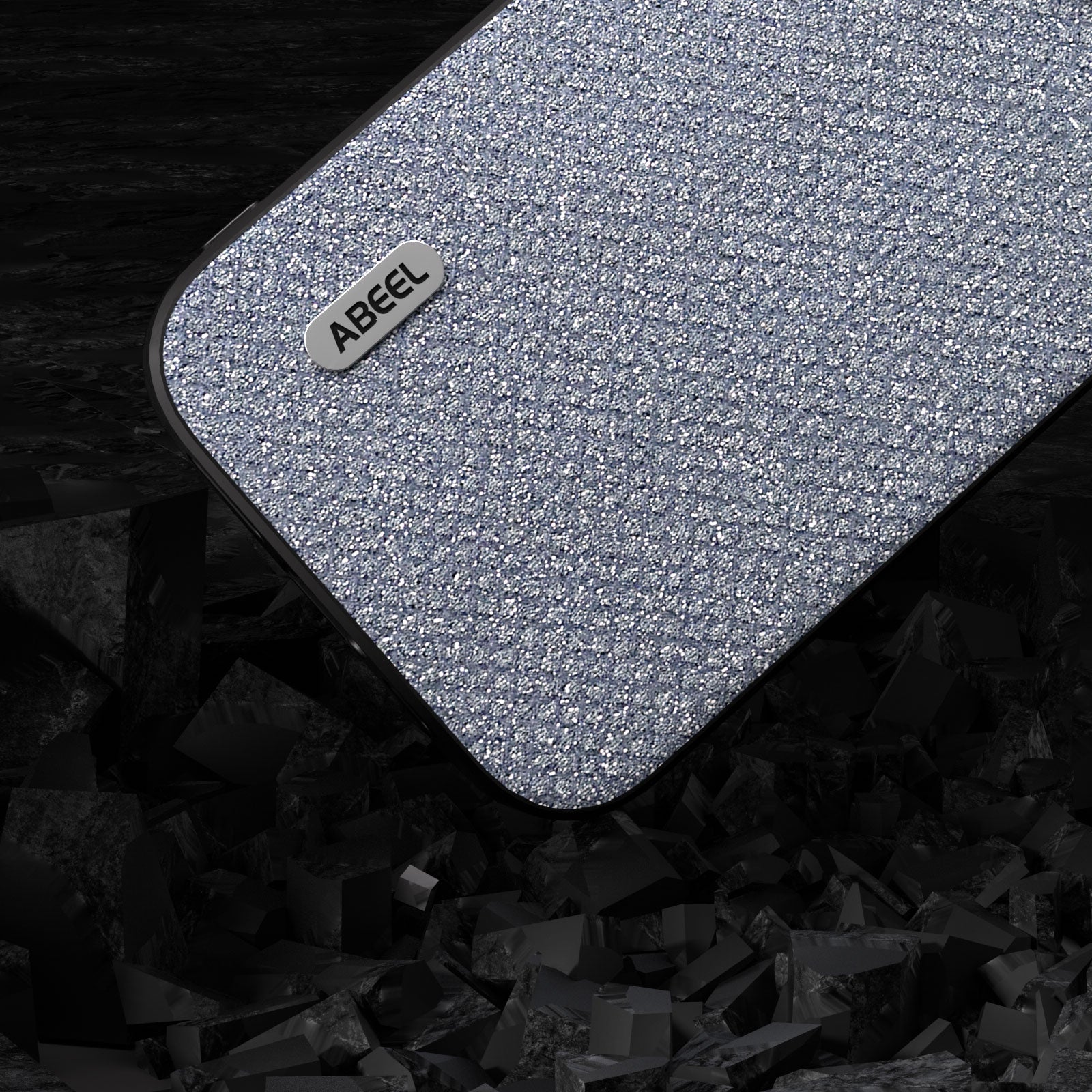 Uniqkart For iPhone 15 Glitter Rhinestone Texture Cover PU Leather+PC+TPU Shockproof Phone Case - Grey