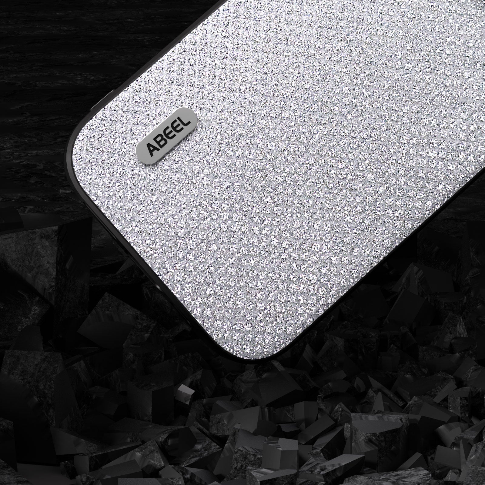 Uniqkart For iPhone 15 Glitter Rhinestone Texture Cover PU Leather+PC+TPU Shockproof Phone Case - Silver