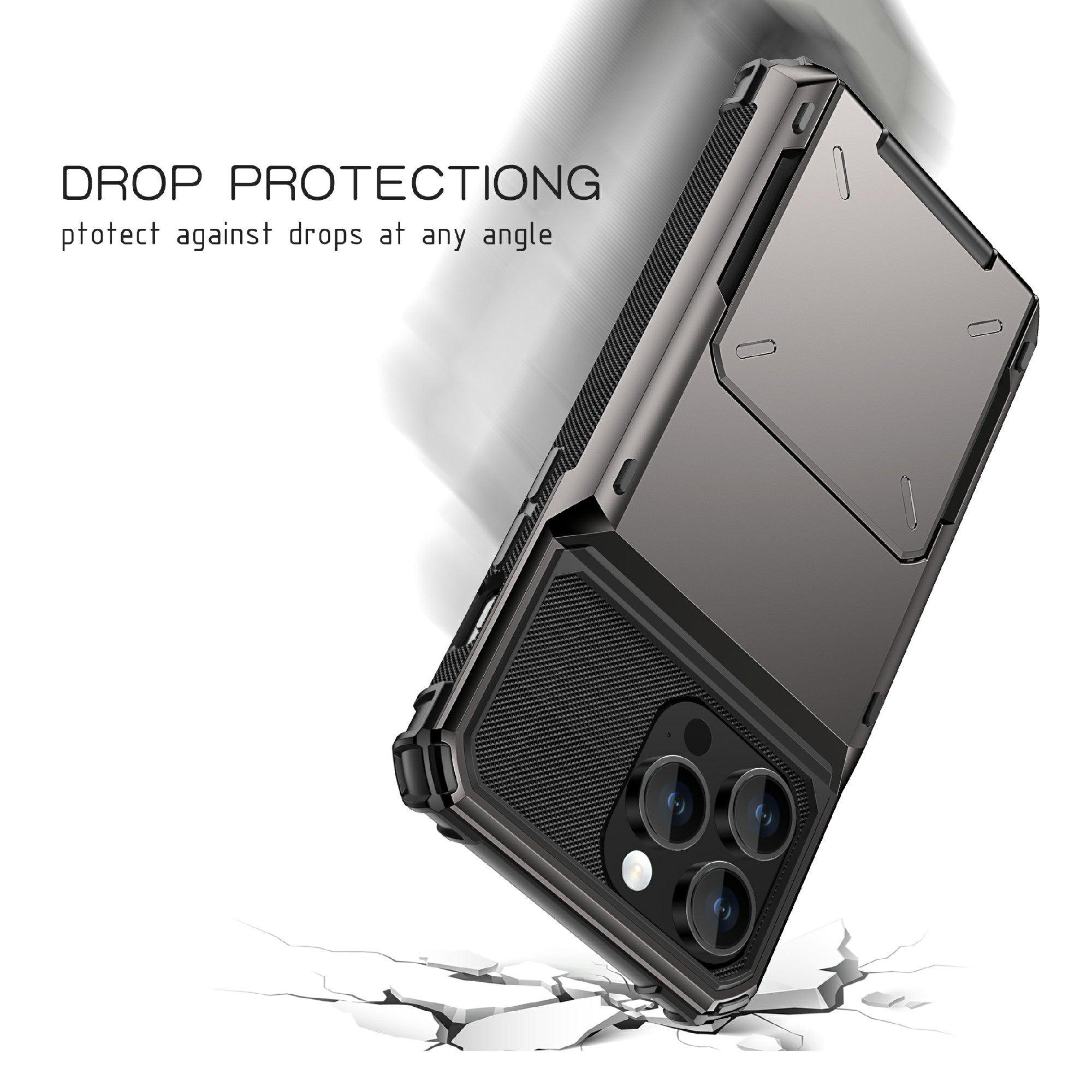 Uniqkart for iPhone 15 Plus Flip Card Holder Phone Case TPU+PC Shockproof Back Cover - Yellow