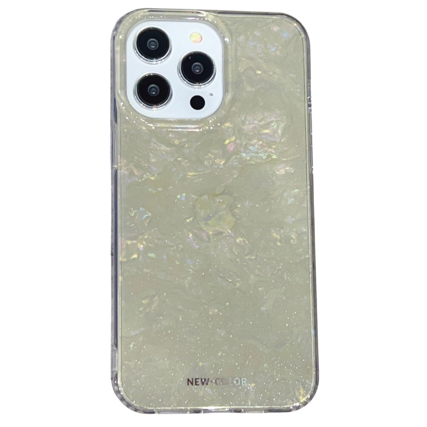 Uniqkart for iPhone 14 Pro Max IMD Shell Pattern Case TPU+PC Anti-Scratch Phone Cover - Light Grey