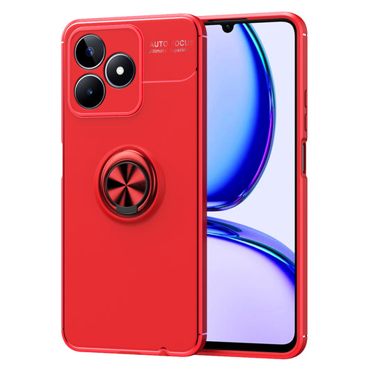 Protective Cover for Realme C35 4G Kickstand TPU Phone Case Anti-drop Ring Holder Phone Shell - Red