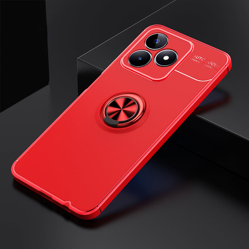 Protective Cover for Realme C35 4G Kickstand TPU Phone Case Anti-drop Ring Holder Phone Shell - Red
