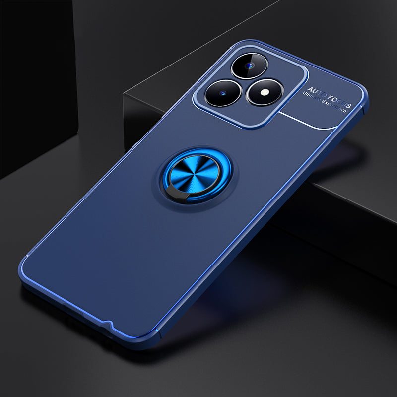 Protective Cover for Realme C35 4G Kickstand TPU Phone Case Anti-drop Ring Holder Phone Shell - Blue