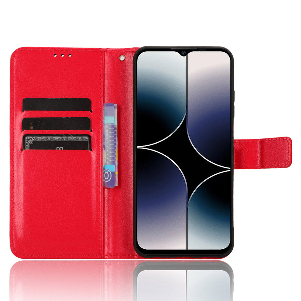 Uniqkart for Ulefone Note 16 Pro Folio Flip Phone Case Crazy Horse Texture PU Leather Stand Wallet Cover - Red