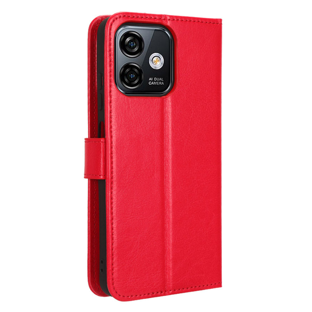 Uniqkart for Ulefone Note 16 Pro Folio Flip Phone Case Crazy Horse Texture PU Leather Stand Wallet Cover - Red