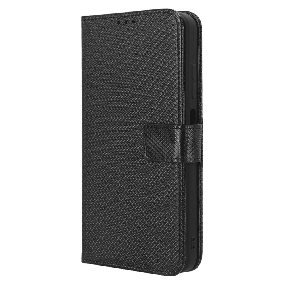 Uniqkart for Ulefone Note 16 Pro PU Leather Wallet Phone Case Stand Cover Diamond Texture Shell - Black