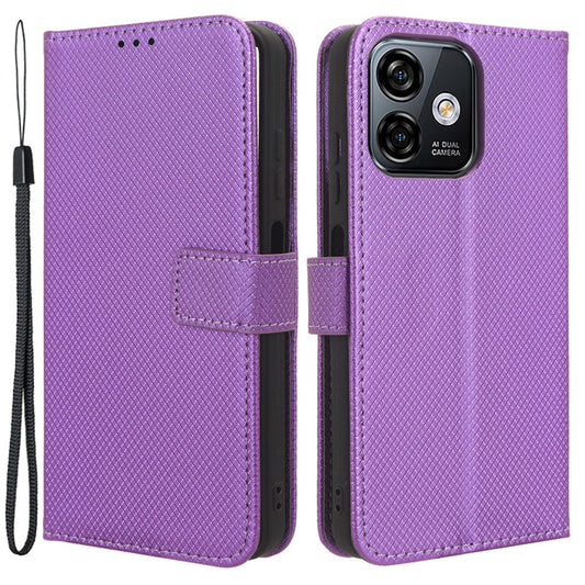 Uniqkart for Ulefone Note 16 Pro PU Leather Wallet Phone Case Stand Cover Diamond Texture Shell - Purple