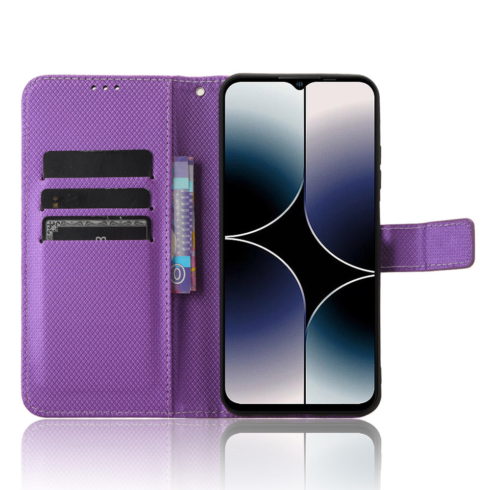 Uniqkart for Ulefone Note 16 Pro PU Leather Wallet Phone Case Stand Cover Diamond Texture Shell - Purple