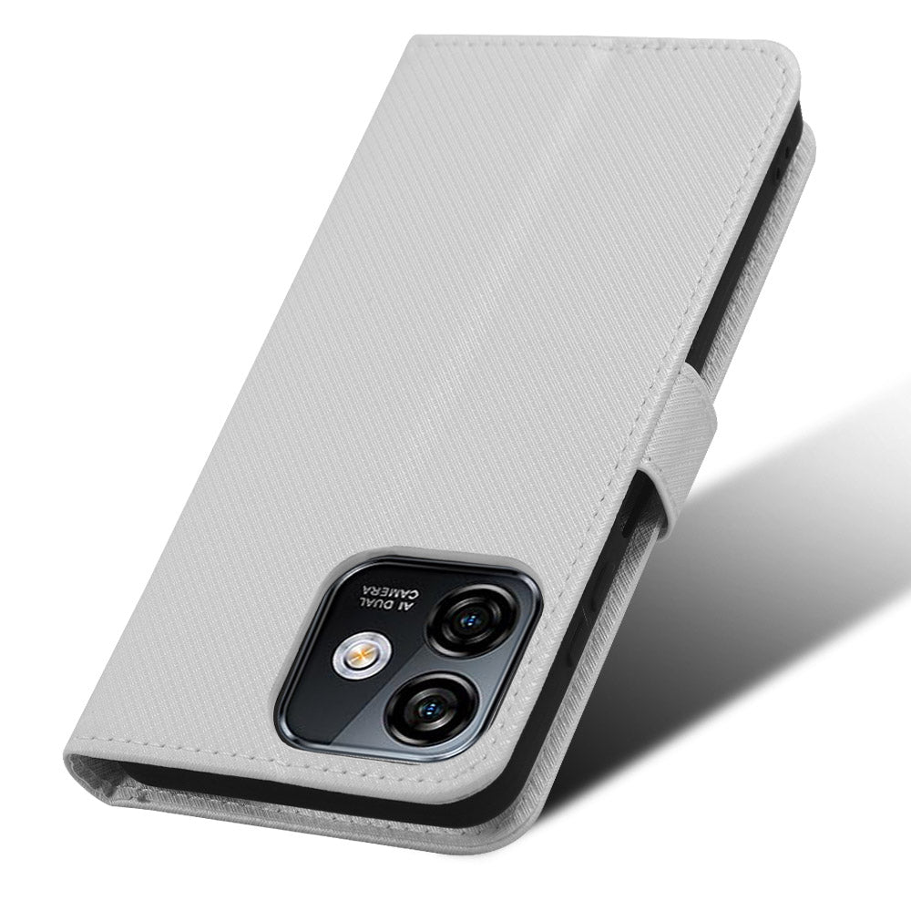 Uniqkart for Ulefone Note 16 Pro PU Leather Wallet Phone Case Stand Cover Diamond Texture Shell - White