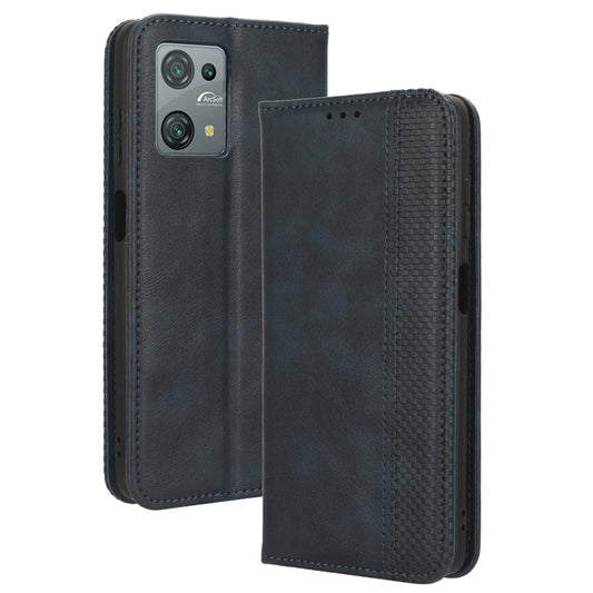Uniqkart for Blackview Oscal C30 / Oscal C30 Pro Retro PU Leather Wallet Case Stand Phone Protective Cover - Blue