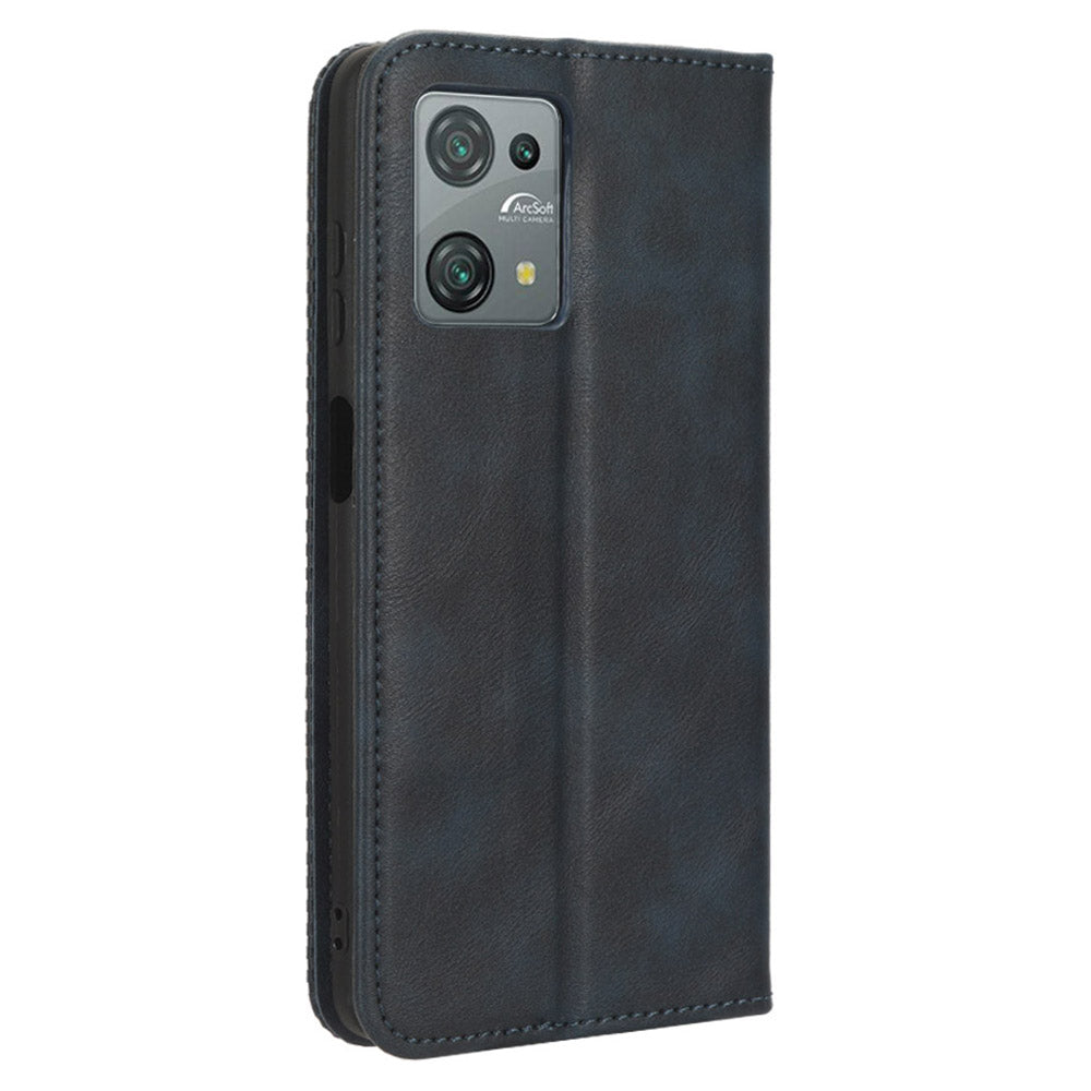 Uniqkart for Blackview Oscal C30 / Oscal C30 Pro Retro PU Leather Wallet Case Stand Phone Protective Cover - Blue