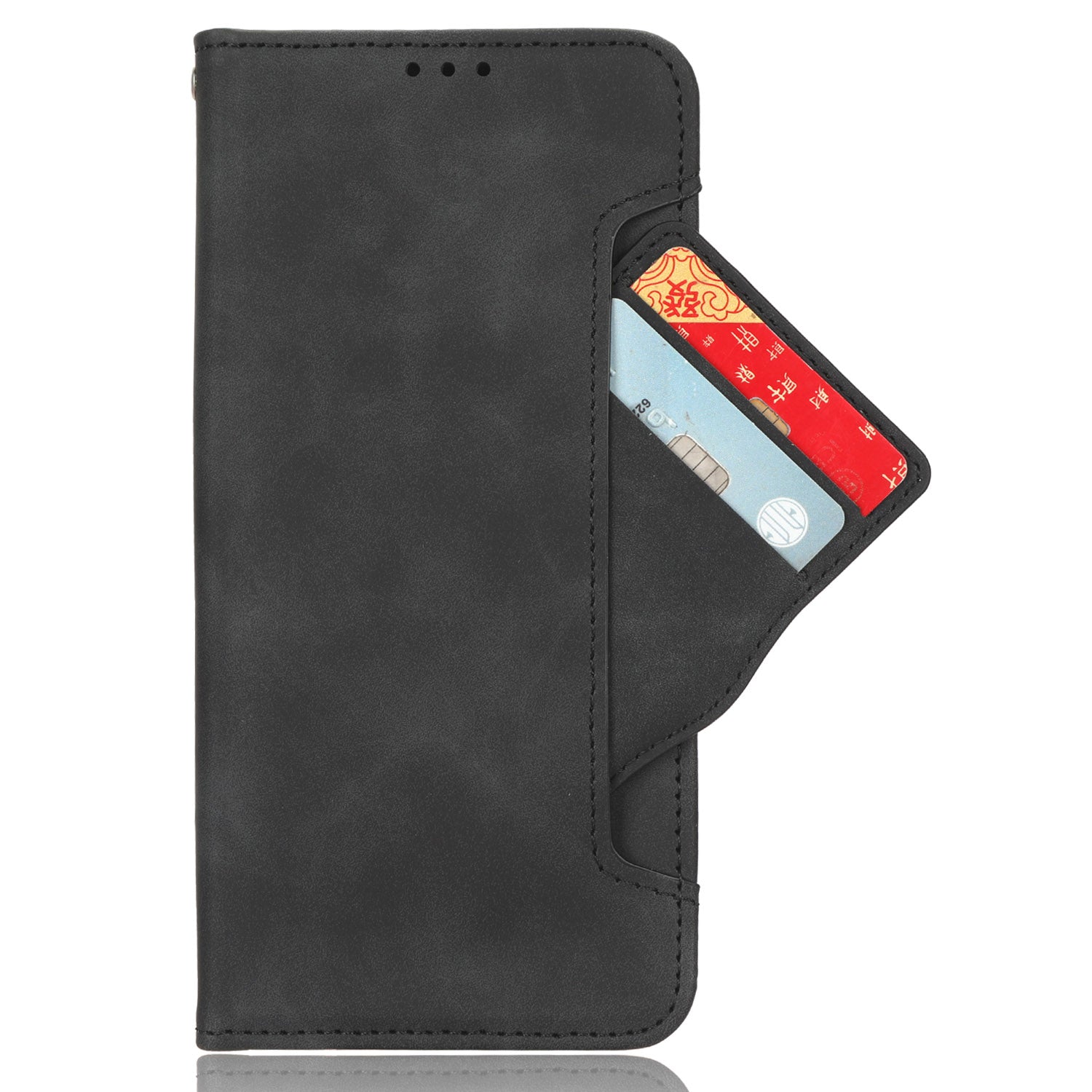 Uniqkart for Blackview Oscal C30 / Oscal C30 Pro Multiple Card Slots PU Leather Case Wallet Phone Stand Cover - Black