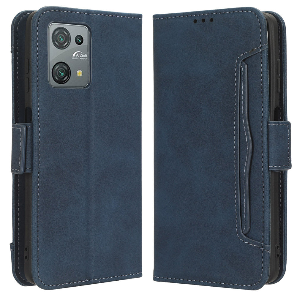 Uniqkart for Blackview Oscal C30 / Oscal C30 Pro Multiple Card Slots PU Leather Case Wallet Phone Stand Cover - Blue