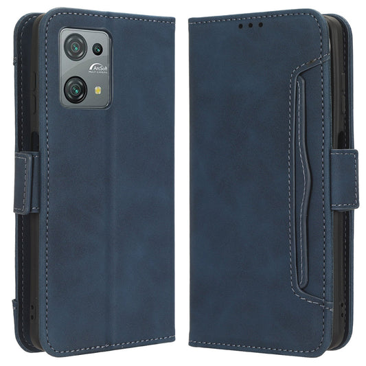 Uniqkart for Blackview Oscal C30 / Oscal C30 Pro Multiple Card Slots PU Leather Case Wallet Phone Stand Cover - Blue