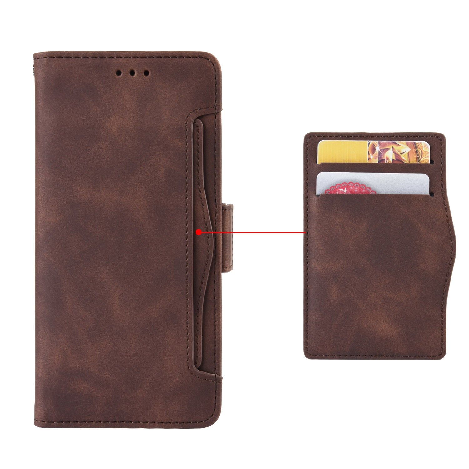 Uniqkart for Blackview Oscal C30 / Oscal C30 Pro Multiple Card Slots PU Leather Case Wallet Phone Stand Cover - Brown