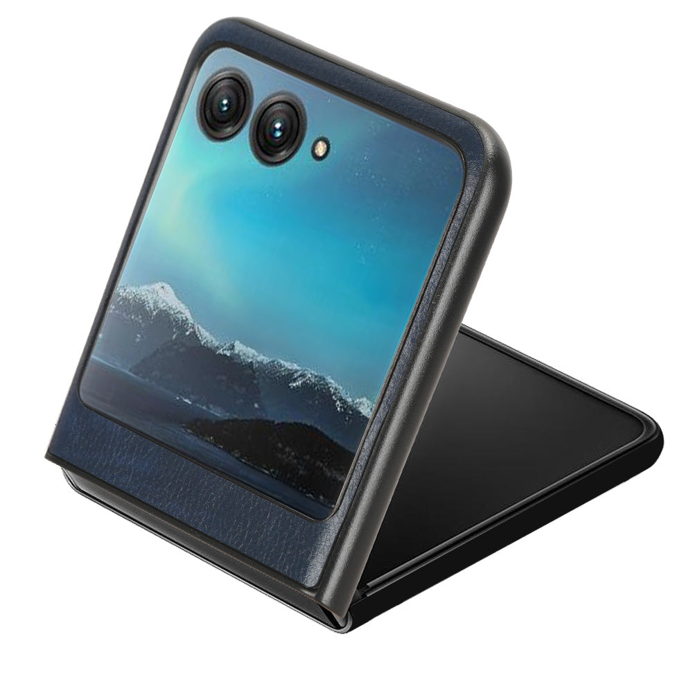 Uniqkart for Motorola Razr 40 Ultra 5G Protective Phone Case PU Leather Coated PC Litchi Texture Cover - Blue