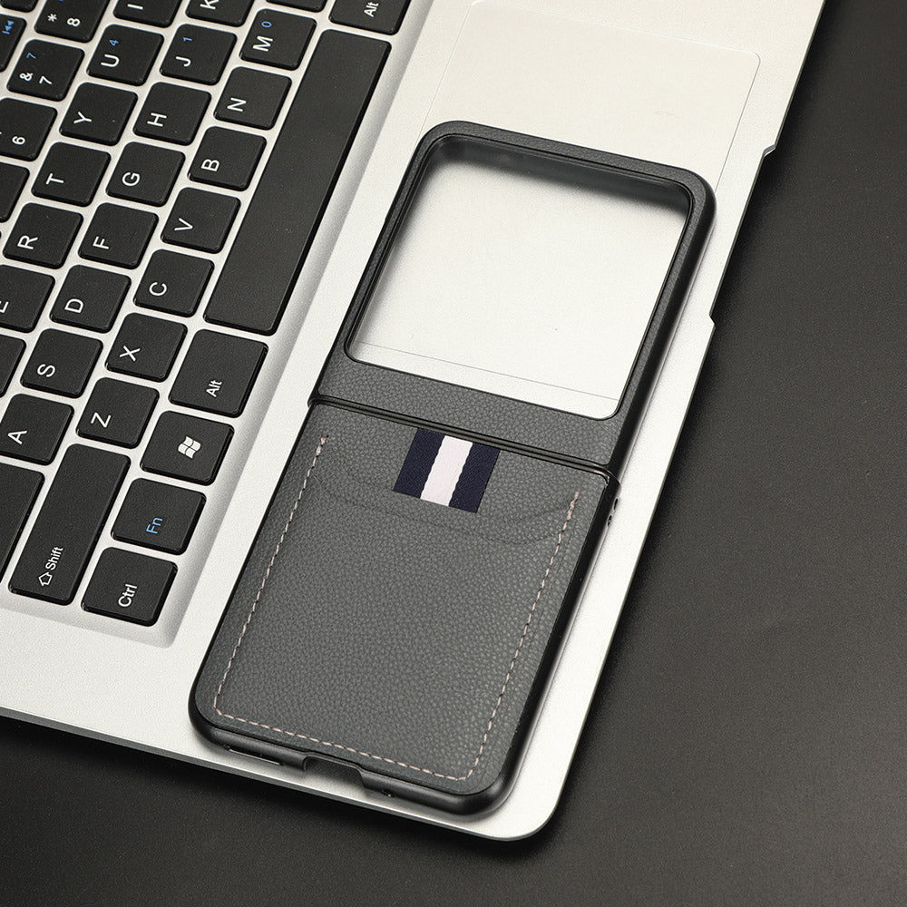 Uniqkart for Motorola Razr 40 Ultra 5G PU Leather+PC Card Slot Case Litchi Texture Phone Cover - Grey