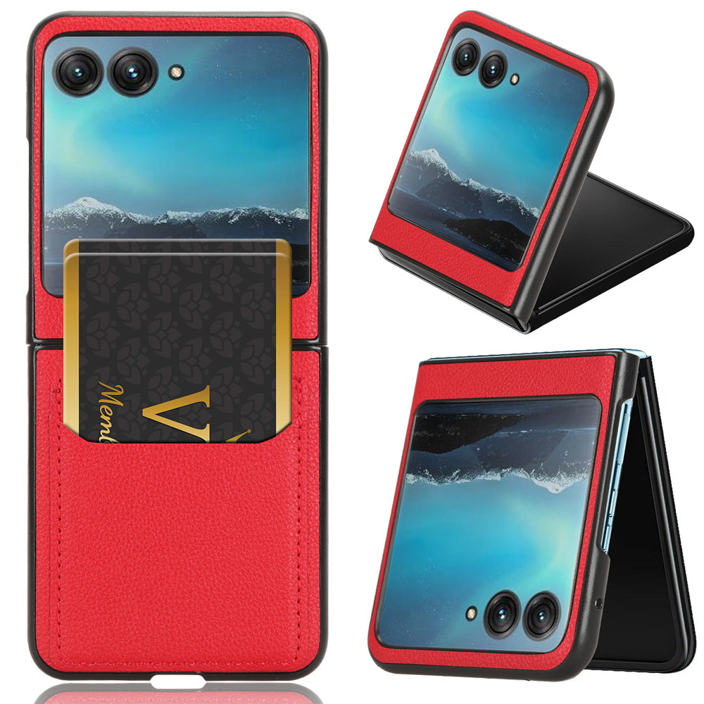 Uniqkart for Motorola Razr 40 Ultra 5G PU Leather+PC Card Slot Case Litchi Texture Phone Cover - Red