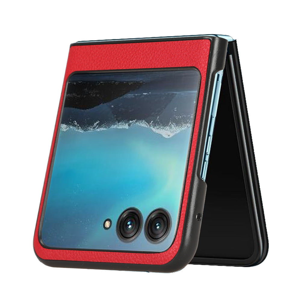 Uniqkart for Motorola Razr 40 Ultra 5G PU Leather+PC Card Slot Case Litchi Texture Phone Cover - Red