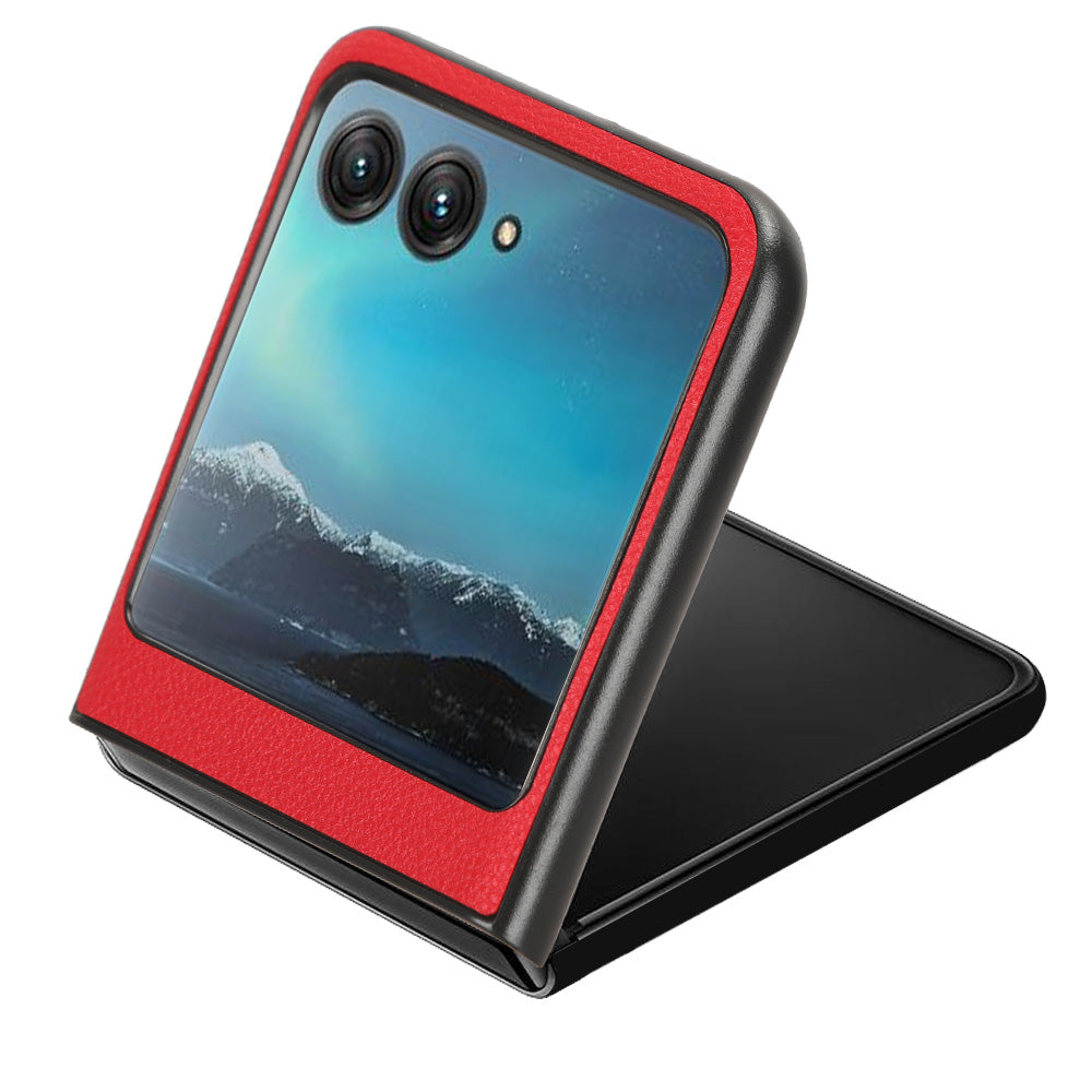 Uniqkart for Motorola Razr 40 Ultra 5G PU Leather+PC Card Slot Case Litchi Texture Phone Cover - Red