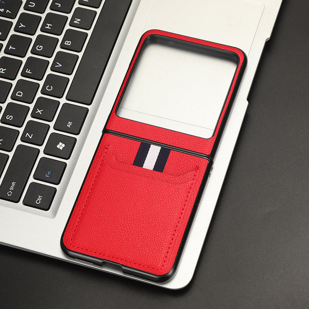 Uniqkart for Motorola Razr 40 Ultra 5G PU Leather+PC Card Slot Case Litchi Texture Phone Cover - Red