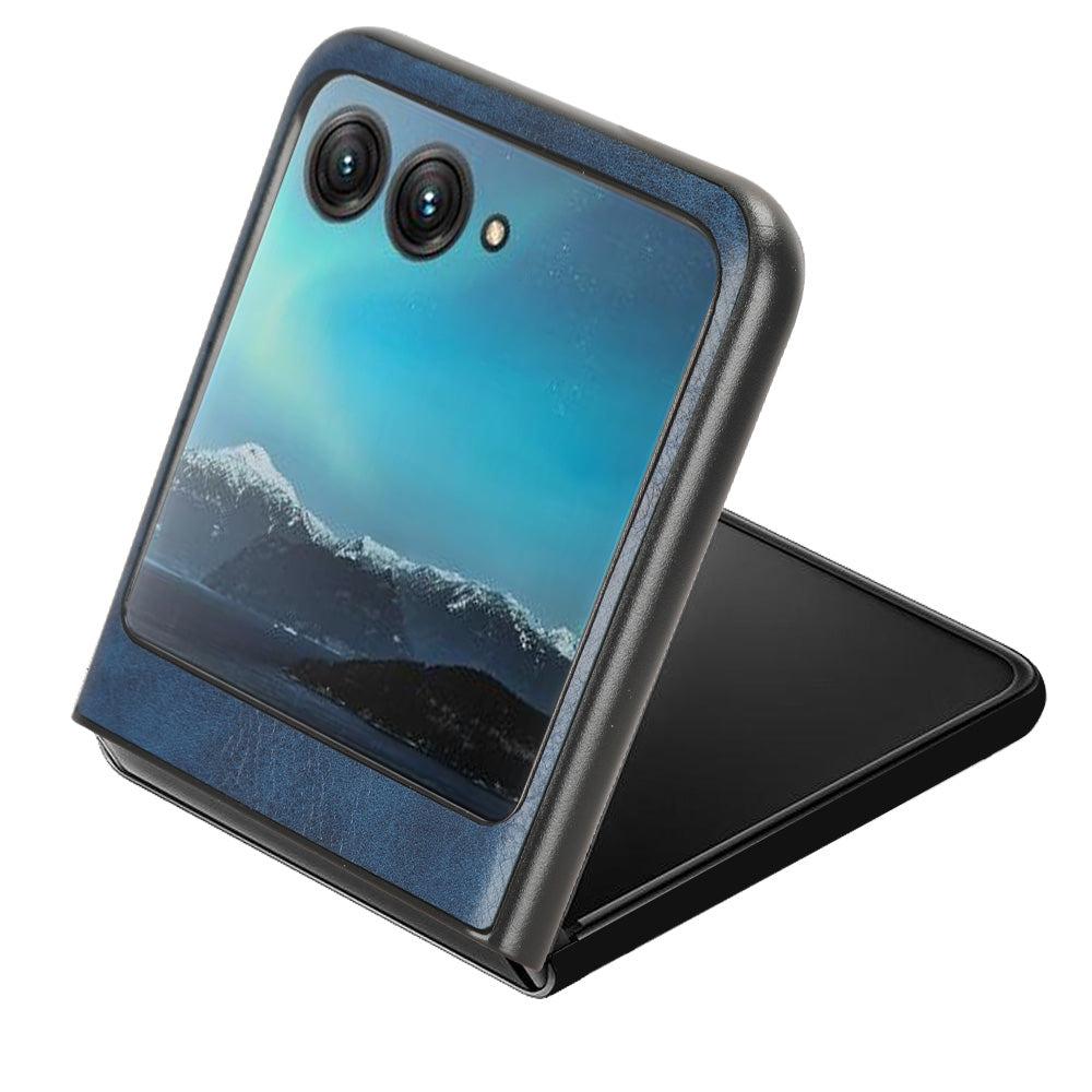 Uniqkart for Motorola Razr 40 Ultra 5G PU Leather + Hard PC Shell Stitching Lines Ultra Thin Phone Cover - Blue
