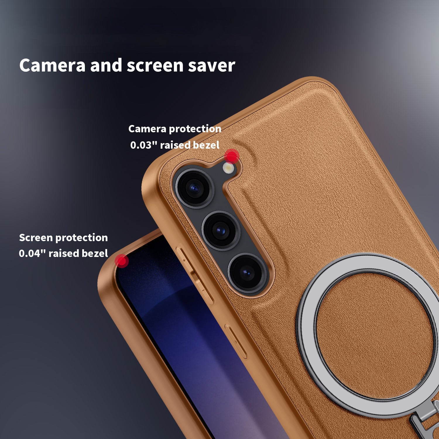 Uniqkart for Samsung Galaxy S23+ PU Leather+PC+TPU Cover Kickstand Phone Case Compatible with MagSafe - Brown