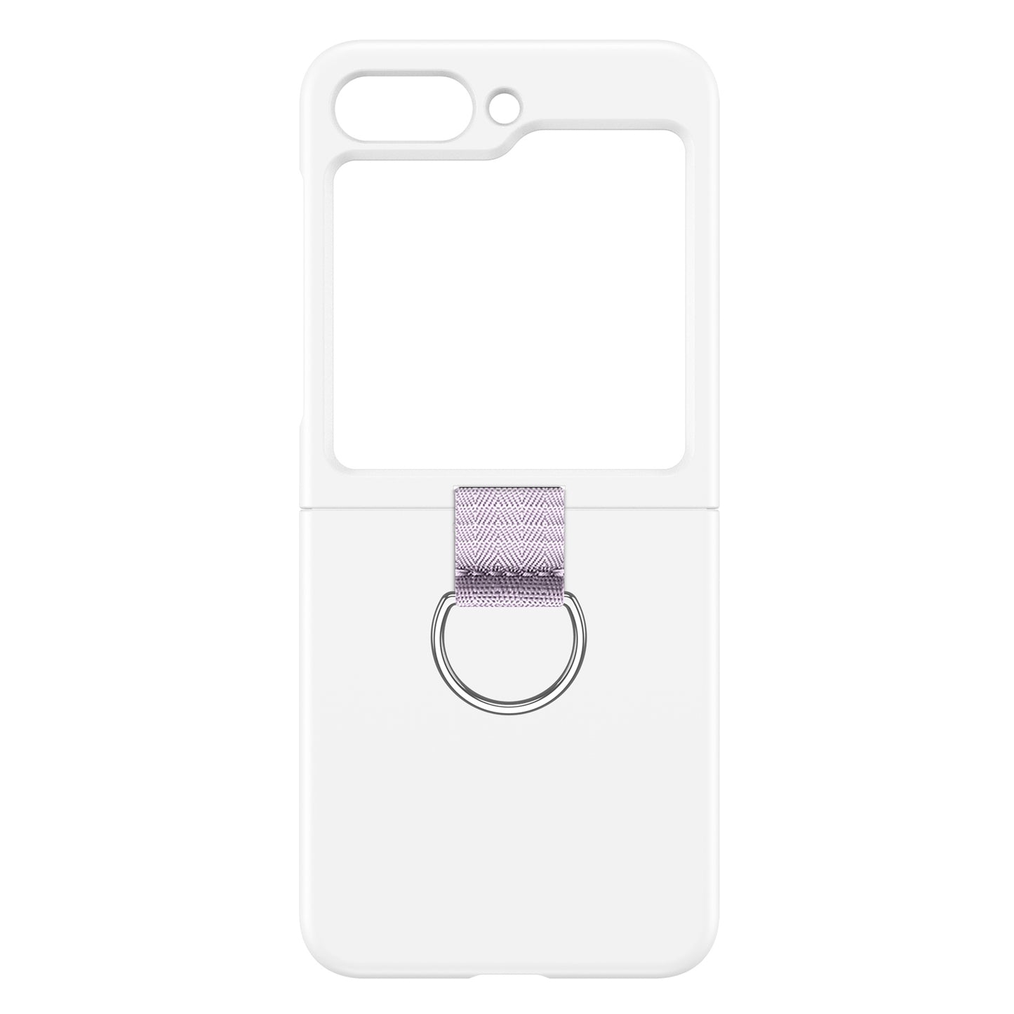 Uniqkart for Samsung Galaxy Z Flip5 5G Hard PC Phone Case Anti-scratch Cover with D-Shape Ring Holder - White